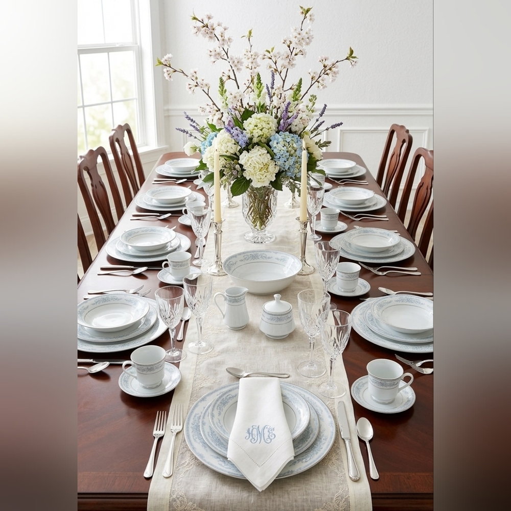 Crown Ming Fine China Diana Jian Shiang Service For‎ 8 + 3 Hostess Bowl Vintage